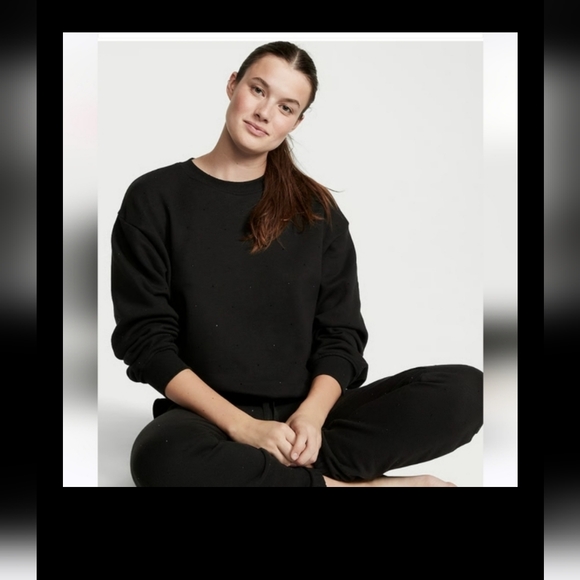 (JUST LISTED) NWT! VICTORIA'S SECRET BLACK DMNDTT COTTON FLEECE GYM SWEA… - Picture 5 of 12